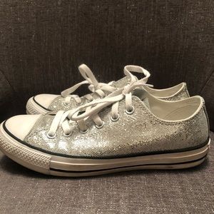 Converse All Star Silver Glitter Sparkle Sneakers